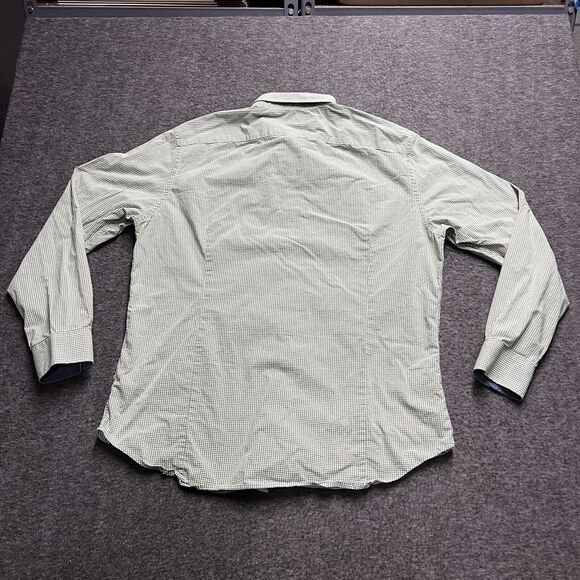 Banana Republic Button Up Shirt Mens XL Green Check Soft Wash Tailored Slim Fit - Picture 5 of 7